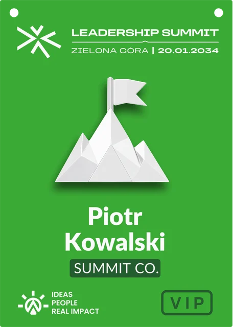 Biznes i przywództwo – wzór identyfikatora eventowego