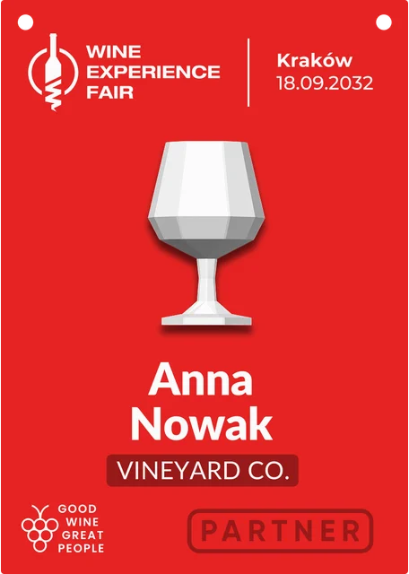 Wino i degustacje – wzór identyfikatora eventowego