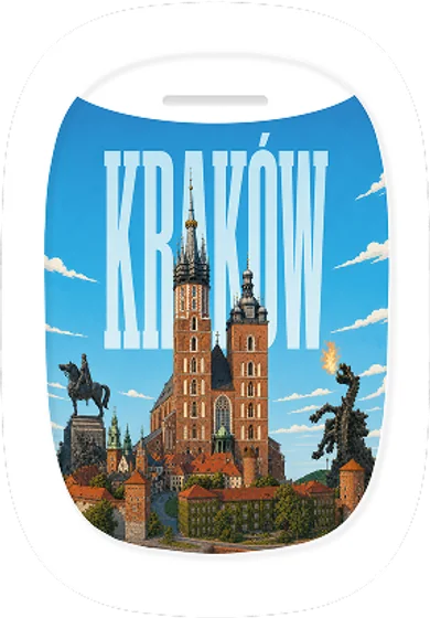 Kraków – okno samolotu – wzór magnesu
