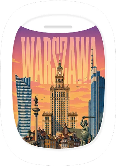 Warszawa – okno samolotu – wzór magnesu