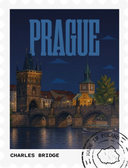 Praga – znaczek pocztowy – wzór magnesu