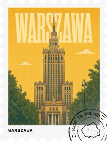Warszawa – znaczek pocztowy – wzór magnesu