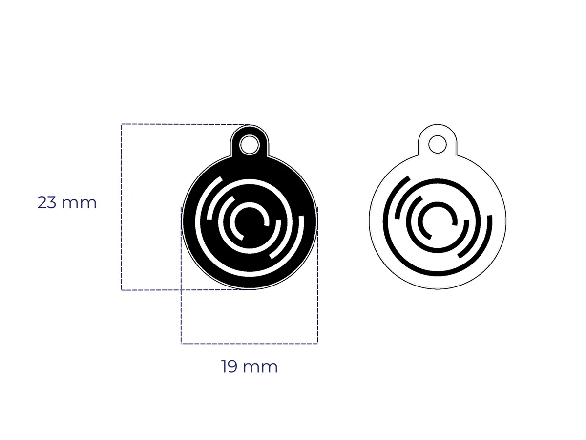 Round zip pendants – technical drawing of the design